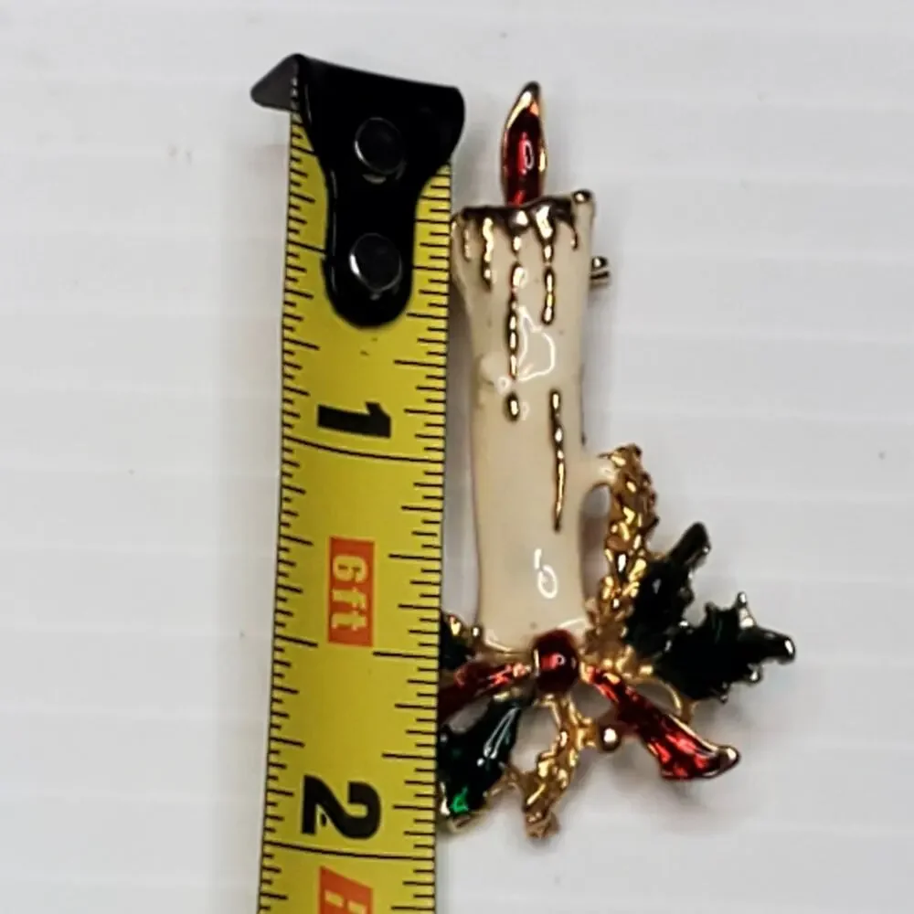 Enamel Christmas Candle Holly 2
